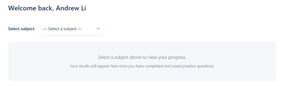 Subject selection in dashboard