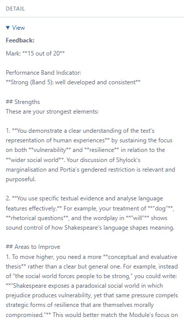 Expanded feedback record